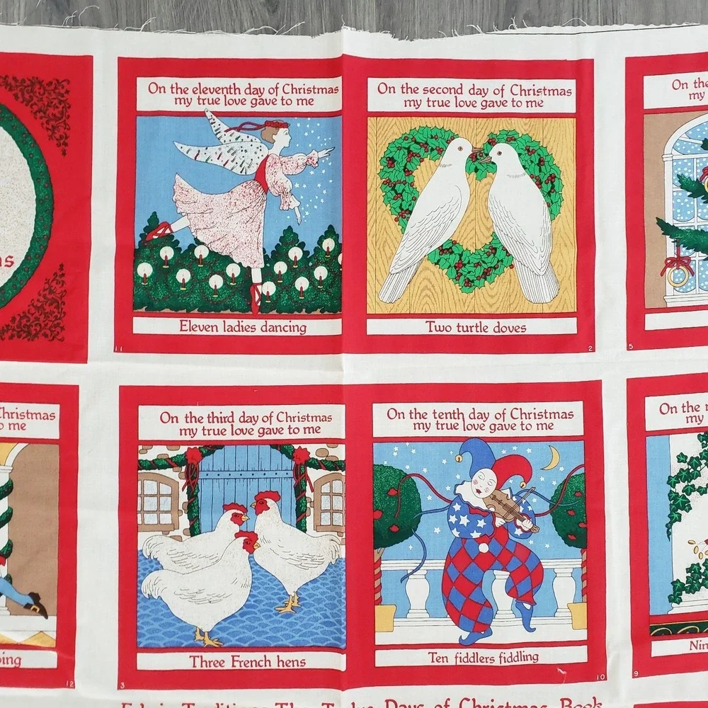 Vtg 1990 Ellen Blonder Fabric Traditions 12 Days Of Christmas Sew A Book Cloth